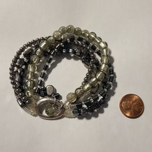 Silpada Hailstone Sterling Silver Hematite Glass Bead Mutistrand Bracelet
